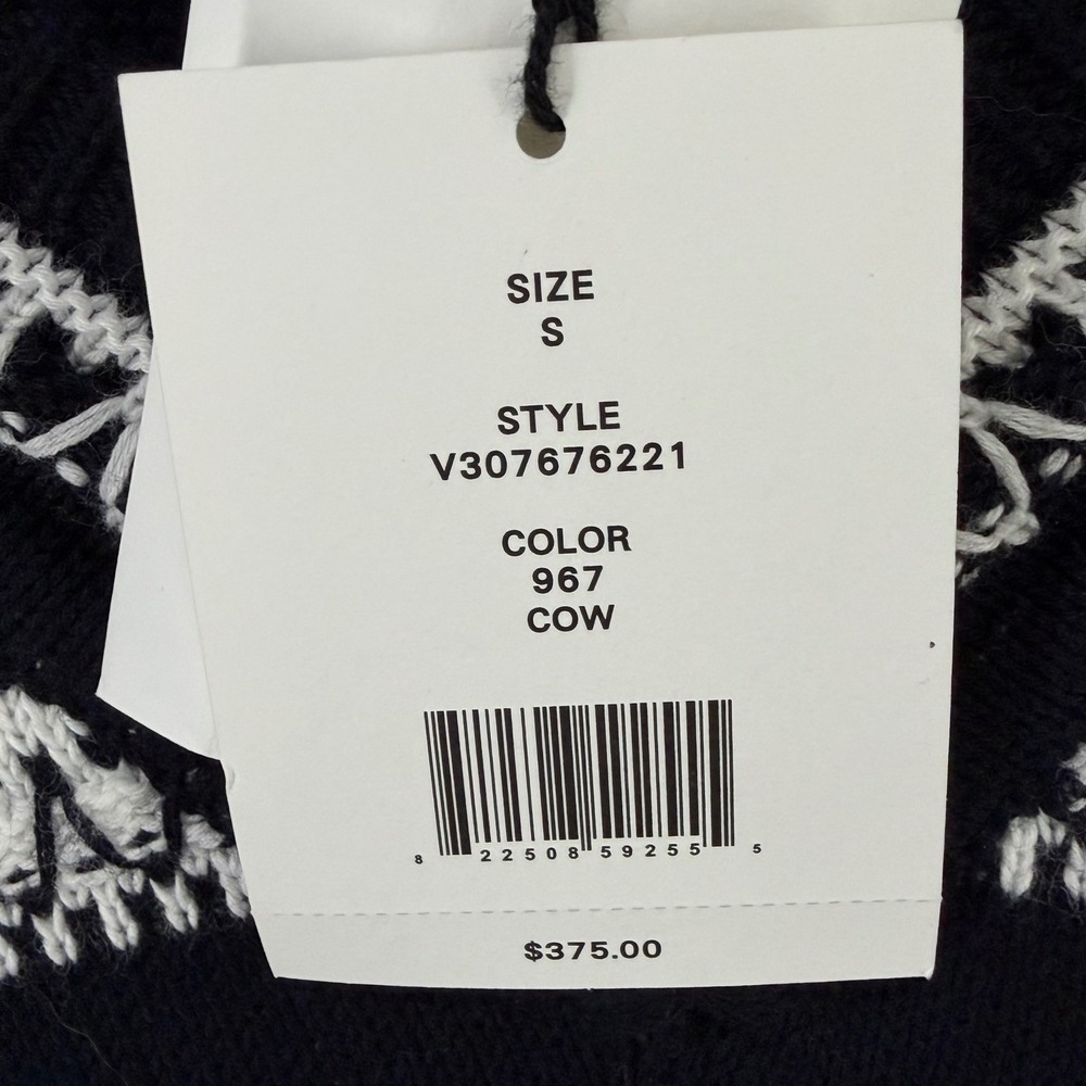 Vince Sweater Women S Black White Textured Stripe Cotton Relaxed Quiet Luxury - Picture 14 of 16